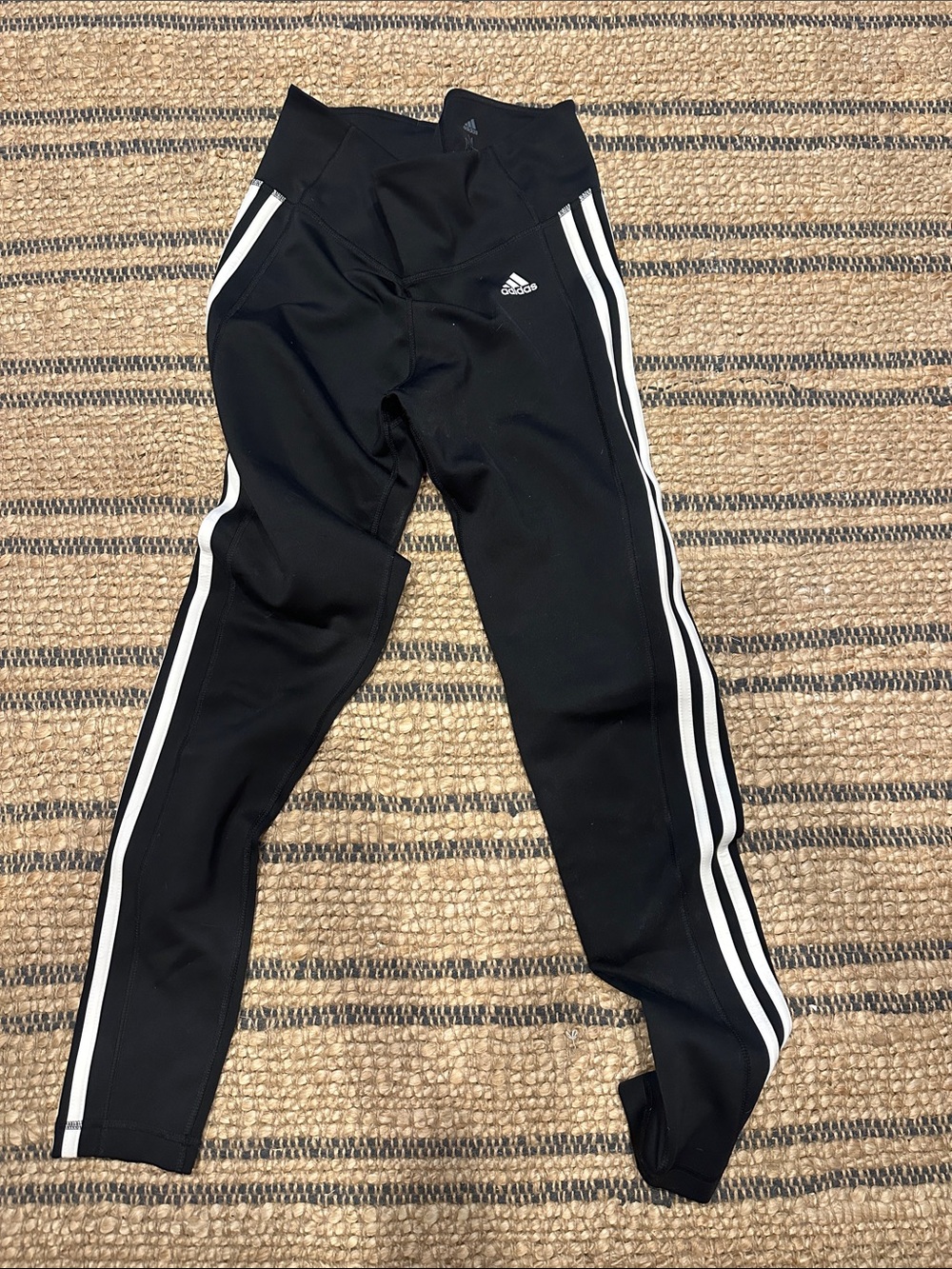 adidas Black Leggings with White 3-Stripe Sides
